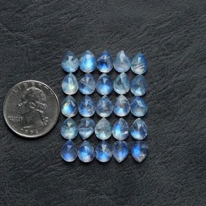 หินมูนสโตนสีรุ้งธรรมชาติขนาด4x6มม. ประดับกุหลาบพลอยทรงหลวมด้านหลังแบนราบ - Product Image 2