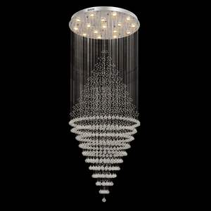 Lustre d'escalier en cristal moderne exclusif, lustre goutte de pluie 16 lumières pour foyer haut plafond, salon, couloir - Product Image 4