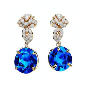 Vintage 925 Sterling Silver Drop Boucles d'oreilles à la main naturel bleu pierre précieuse plaqué rhodium à la mode fête mode en gros - Product Image 1