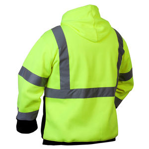 Custom Logo Hi <b>Vis</b> Workwear Safety <b>High</b> Visibility Breathable Solid Fleece With Reflective Hoodie For Sale - Product Image 5