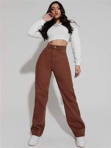 Jeans de Mezclilla de Color Sólido de Algodón Ecológico de Última Moda con un Aspecto Impresionante, Estilo Cargo, 6 Bolsillos, Corte Ajustado para Mujer - Product Image 3