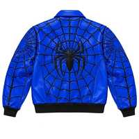 Blouson d'hiver en cuir véritable Spider-Man pour homme, logo sur le devant, col montant, style décontracté, séchage rapide, respirant