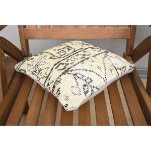 Luxe 18x18 Beige Kilim Patchwork Laine Oreiller 12x12 Pouces Rustique Imprimé Floral Coussin pour Literie Plancher Portable Tissé - Product Image 4