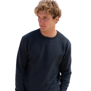 Sweat-shirt en molleton bleu marine pour homme, 100% coton biologique de luxe, pré-rétréci, certifié GOTS, coupe classique, pull-over de qualité supérieure - Product Image 3