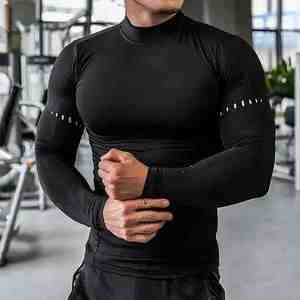 2025 Custom High Quality Nylon Spandex Men's <b>Compression</b> <b>Shirt</b> Male Workout <b>Long</b>-<b>Sleeve</b> Fitness Rash Guard - Product Image 3