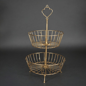 Vintage Spice Rack Gold Tiered Basket Stand: Elegant Display and Storage Solution for Antique-Inspired Home Decor Cabinet - Product Image 1