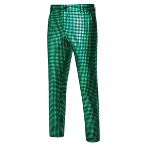 Nouveaux hommes luxueux paillettes à carreaux costume pantalon mode mâle danse fête tenue décontractée petit pantalon extensible - Product Image 3