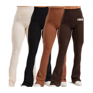 Entrenamiento de cintura alta Ropa deportiva de color sólido personalizada Leggings de cintura personalizados Leggings acampanados - Product Image 1