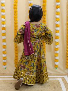 Lehenga choli Gota ชุดเดรสผ้าฝ้ายสำหรับเด็กผู้หญิง, ชุดกระโปรงผ้าฝ้ายสำหรับใส่ไปงานเลี้ยงแต่งงาน - Product Image 4