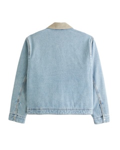 Veste de travail en toile en gros, zippée, avec logo personnalisé sérigraphié, coupe courte, effet délavé - Product Image 2