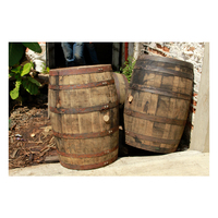 Baril à vin et à bière en bois fait main de 200 L avec finition laquée marron et bordure noire La Casa Del Barril