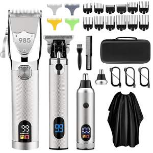 Tondeuse à cheveux électrique sans fil professionnelle pour hommes, alimentée par USB, kit de coupe de cheveux pour barbier, tondeuse à nez et barbe française - Product Image 6
