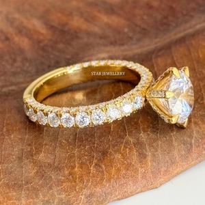 Bague de fiançailles en or massif 14K 2 Ct CVD IGI certifié diamant solitaire, bague en diamant solitaire de 2 Ct taille ronde cultivée en laboratoire - Product Image 3