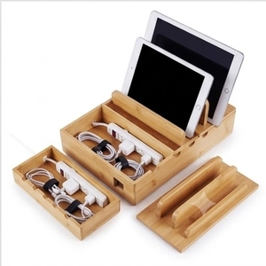 Organisateur de bureau en bambou à trois niveaux, support de rangement autoportant, organisateur de bureau minimaliste rectangulaire pour téléphone et tablette, pour un rangement soigné - Product Image 4