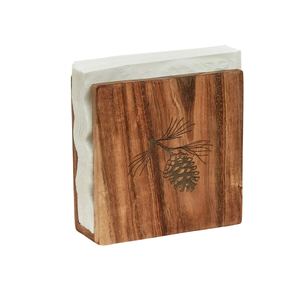 Servilletero de madera de mango macizo hecho a mano Diseño de incrustaciones de hojas únicas Boda moderna Decoración de mesa de comedor ecológica Mayorista - Product Image 1