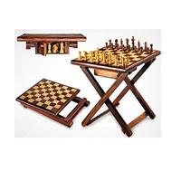 Mesa de Ajedrez de Madera Hecha a Mano, Plegable, con Caja de Almacenamiento Magnética, Multicolor, Marca IBS, 12x12x12 Pulgadas, Pulida, para Bodas, Juegos en Interiores