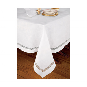 Mantel de Color blanco bordado de algodón 100% ecológico 90x120 pulgadas, ligero y sostenible, agrega belleza a cualquier mesa - Product Image 2