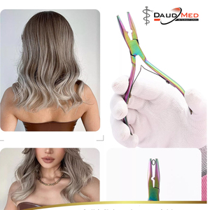 Pince à micro-perles en acier inoxydable de qualité chirurgicale multicolores pour extensions de cheveux, outils de coiffure, utilisation en salon, personnalisable - Product Image 6