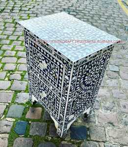 Commode et coffre à tiroirs en incrustation d'os Meuble de salon Tabourets et poufs élégants - Product Image 2