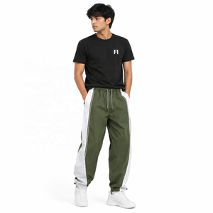 Wholesale Sweatpants Nylon Contrast Side Panel Elastic Waist Drawstring men's pants Casual <b>Athletic</b> Streetwear Bottoms Supplier - Product Image 1
