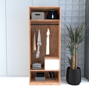Armario Independiente de Madera de Caucho TQA68017 de Diseño Minimalista con Puertas Abatibles y Acabado para Vestidor, Apartamento o Dormitorio - Product Image 4