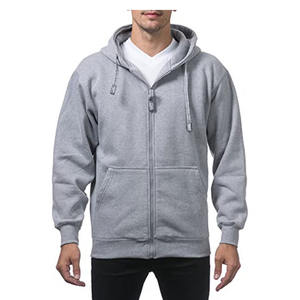 Sweat à capuche gris clair pour homme avec fermeture éclair |   Veste en molleton de coton gris chiné |   Sweat-shirt d'entraînement ajusté à fermeture éclair intégrale avec capuche et poches - Product Image 1