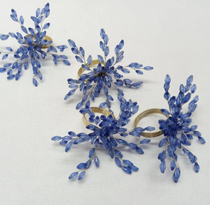 Lot de 4 ronds de serviette en perles bleues - Product Image 2