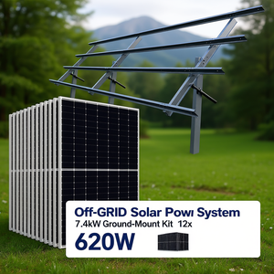 Système d'énergie solaire hors réseau 7,4 kW, kit de montage au sol avec 12 panneaux de 620 W - Product Image 3
