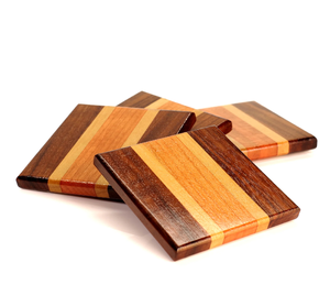 Sous-verres en bois personnalisés Accessoires de table Boisson personnalisée Café Blanc Brûlage de bois Renne Design avec support - Product Image 3