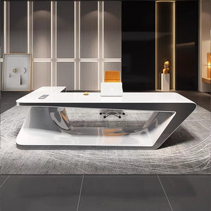 Glossy <b>White</b> Engineered Wood L-Shaped Executive <b>Desk</b> with Futuristic High-<b>Gloss</b> Finish 1-Year Warranty - Product Image 3