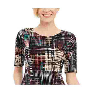 Abito a trapezio da donna in plaid viola, taglie XS-XL, lunghezza al ginocchio, elegante e alla moda per occasioni diurne, lavabile, naturale - Product Image 2