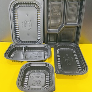 Récipient alimentaire jetable de bonne qualité avec couvercle 1 compartiments Boîtes à lunch à emporter en plastique noir PP PET Top Products 2025 - Product Image 2