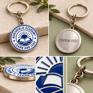Llavero de Metal Esmaltado Suave de Doble Cara con Logotipo Escolar Personalizado, Recuerdo Académico, Regalo OEM ODM - Product Image 2