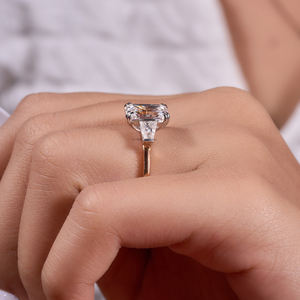 Cushion Cut Halo Engagement <b>Ring</b> with Pave Band in Gold Tone Sparkling Moissanite Diamond <b>Statement</b> <b>Ring</b> <b>for</b> <b>Women</b> - Product Image 4