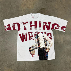 <b>Red</b> DTF Dtg Printed Knitted 100% Cotton 3D Graphic Oversized Short Sleeve Drop Shoulder <b>T</b>-<b>Shirt</b> Your Own Design - Product Image 3