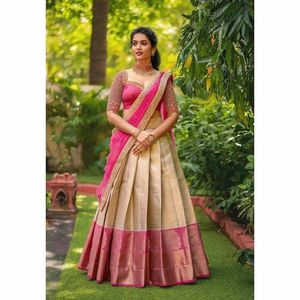 Kanjiveram Silk zari lehanga พร้อมเสื้อปักลาย duppta!! - Product Image 2