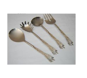 Ensemble de 4 couverts plats de conception régulière en acier inoxydable à double finition argentée pour les cadeaux à prix réduit - Product Image 2