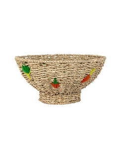 Bol à légumes en jonc de mer tissé à la main Boho avec motif de carotte coloré broder panier de fruits décoratif pour Table à manger de cuisine - Product Image 1