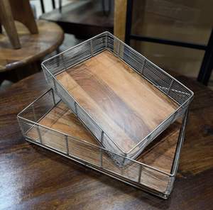 Plateau de service en métal en bois martelé fait à la main haut de gamme assiette de qualité plateaux de bol de charge pour Ramadan Diwali plateaux décoratifs - Product Image 4