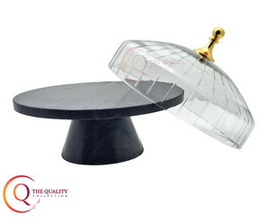 European Black Marble Cake Stand with <b>Glass</b> <b>Dome</b> Hot Selling Easy Use Cake Tools for Cake Pastry & Christmas Decoration - Product Image 3