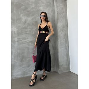 Vestido Elegante Negro Estilo Bustier de Lino para Mujer, Marca Topshow, Venta al Por Mayor, para Verano y Uso Casual, Disponible en Tallas S-XL - Product Image 3