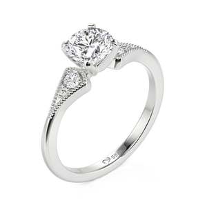 Jeulia Vintage Rose Gold Plated Sterling Silver Beaded Three Stone Promise <b>Ring</b> - Product Image 3