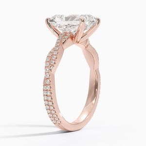 Anillo de Compromiso con Corte Radiante y Diseño Trenzado con Moissanita/Diamante Cultivado en Laboratorio para Mujer - Product Image 5