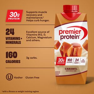 Premier <b>Protein</b> Shake, Caramel, 30g <b>Protein</b>, No Added Sugar, 24 Vitamins & Minerals to Support Immune Health, 11 fl oz, 12 Pack - Product Image 2