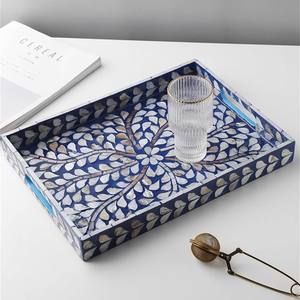 Bandeja de nácar rectangular, superventas, bandejas para fregona, patrón de concha de Capiz, servicio al por mayor - Product Image 4