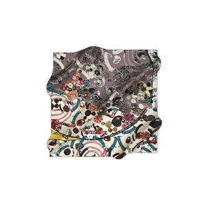 Off-White Silk Patterned <b>Square</b> <b>Scarf</b> for Summer - Product Image 1