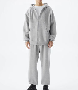 Pantalon de survêtement de jogging personnalisé surdimensionné uni et lourd survêtements zippés pour hommes ensemble de 2 pièces à manches longues et logo personnalisé - Product Image 5