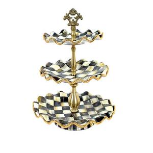 Home Hotel Restaurant Fruit Food Birthday Parties use Attractive Designer <b>Two</b> <b>Tier</b> Stainless Steel <b>Cake</b> <b>Stand</b> - Product Image 3