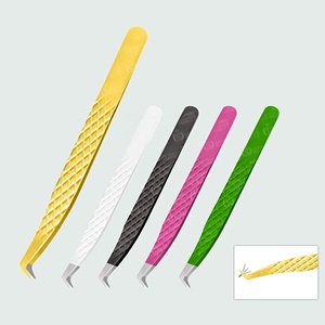 Punta de fibra de agarre de diamante de alta calidad, pinzas de volumen de pestañas de acero inoxidable de capas finas, herramienta de belleza de Punta puntiaguda fácil de usar - Product Image 1