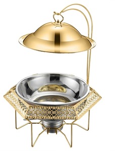 Plat de service chauffant de luxe en acier inoxydable et laiton 5L, fait main, haute qualité, doré et argenté, design élégant - Product Image 3